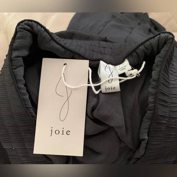 JOIE Black Wide Leg Pleated Satin Pants - Picture 10 of 13